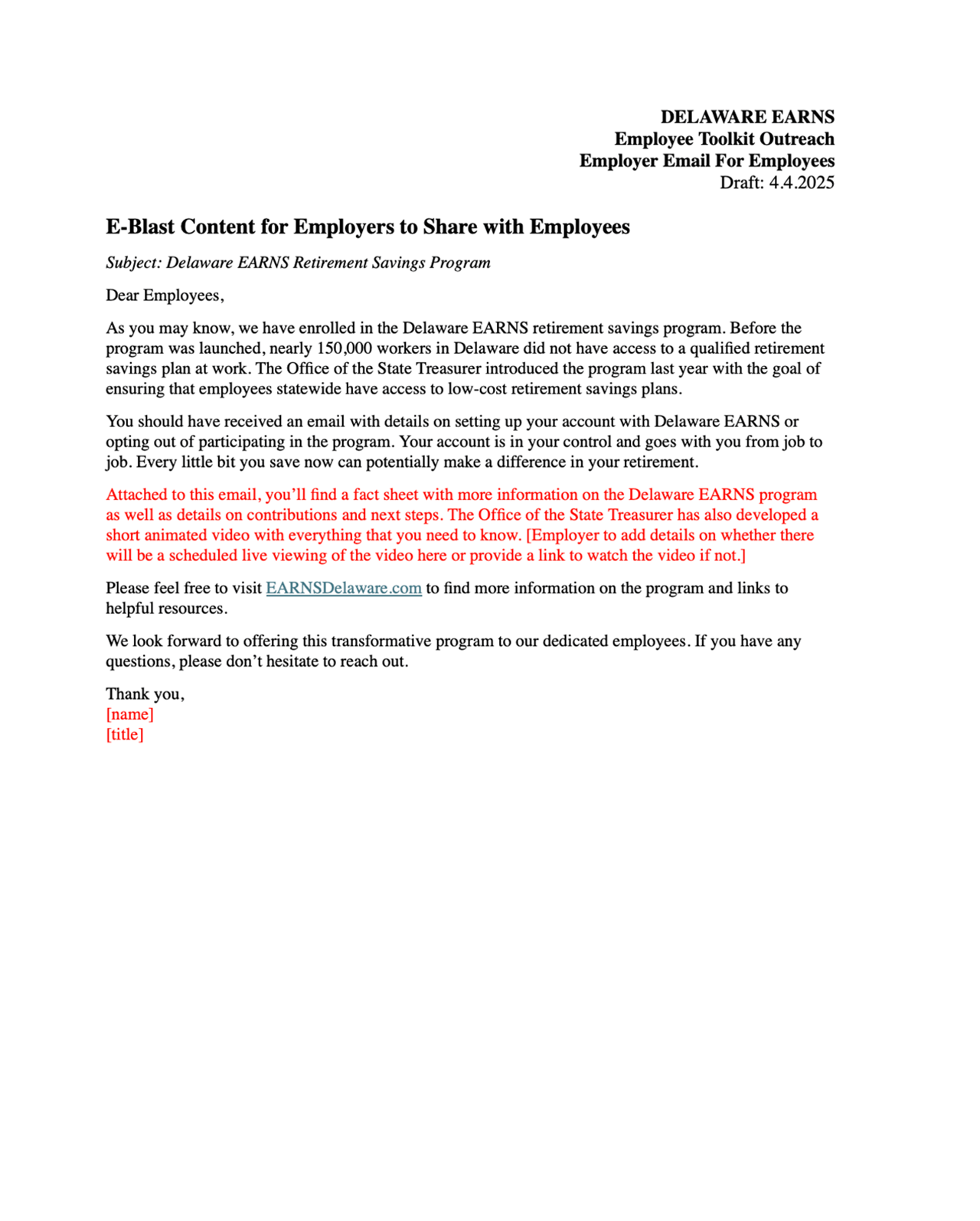 E-Blast Content