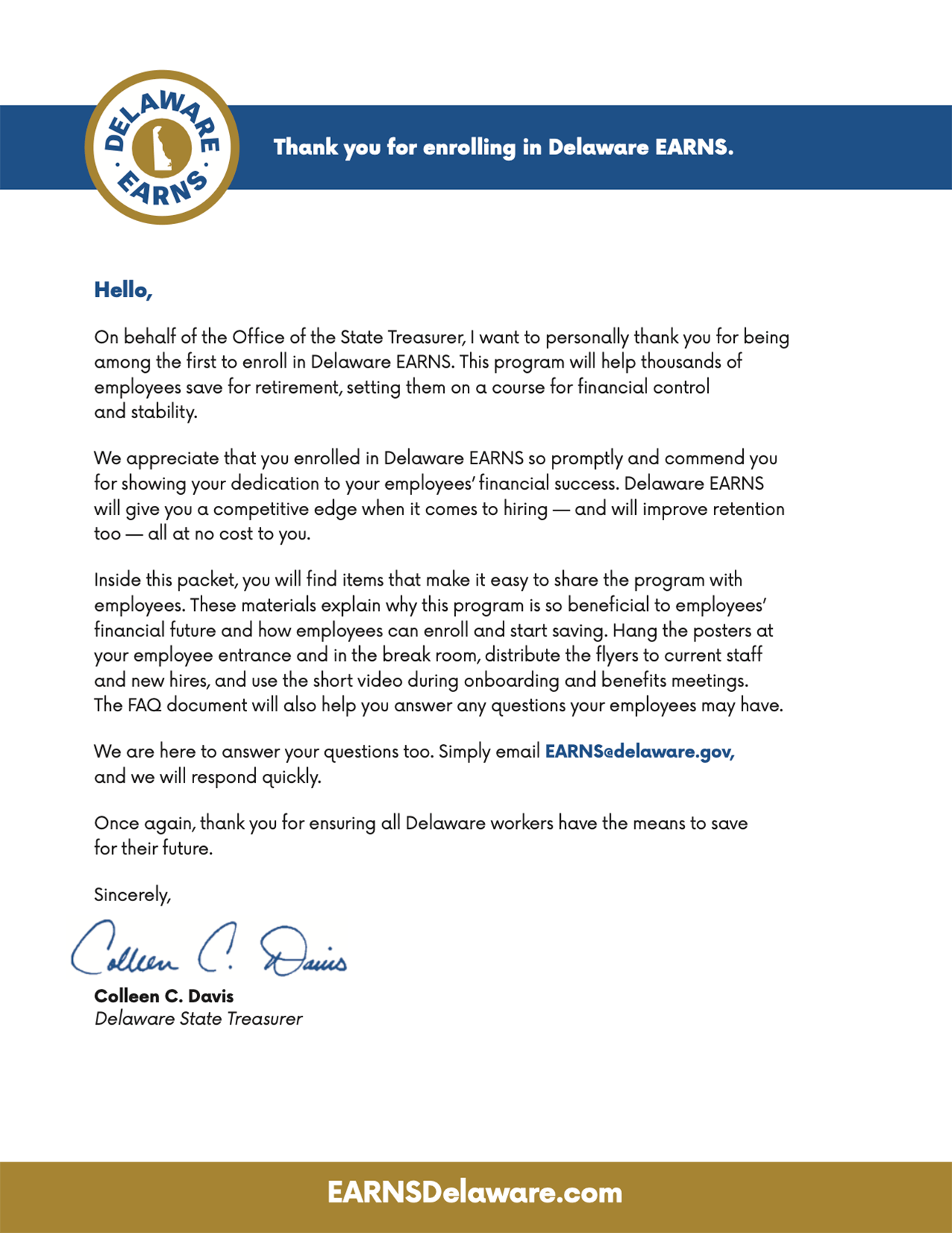Letter from the Treasurer